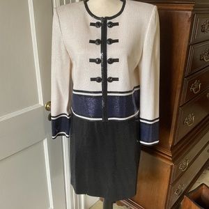 St. John Couture Suit, size 8, Black and Cream